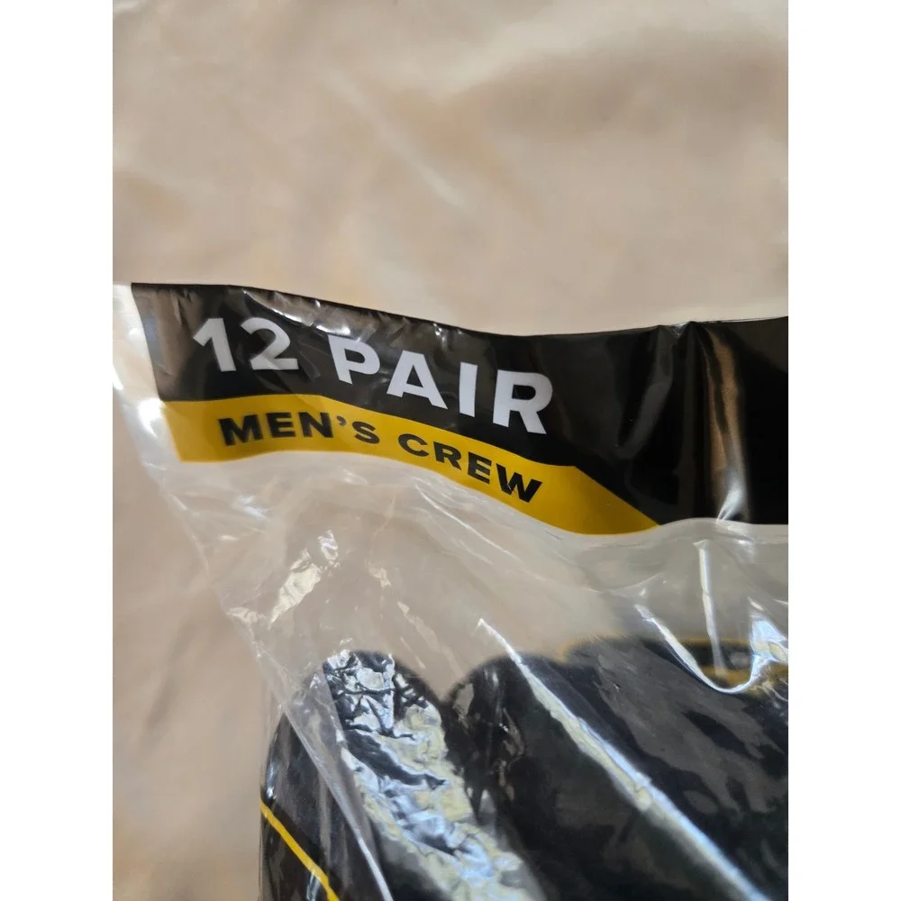 Powersox Mens Allsport Crew Socks 12 Pair Black Moisture Wicking Size 6-12 NEW